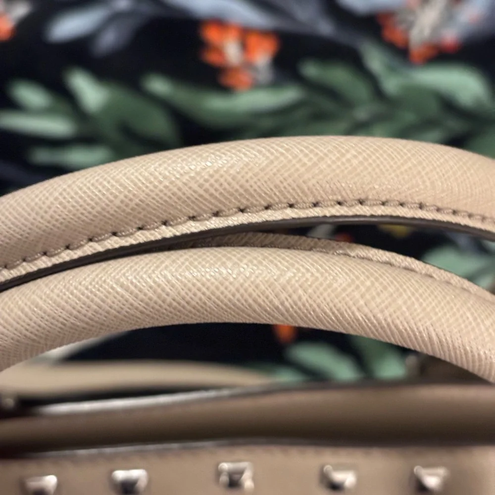 Michael Kors Gray/Very light Pink Studded Satchel